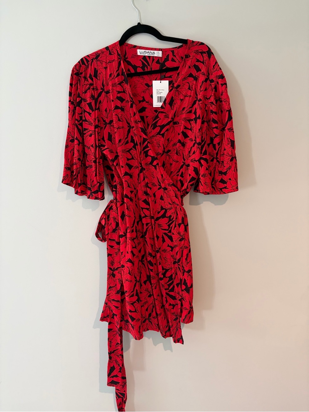 Lusania Red Floral Wrap Mini Dress